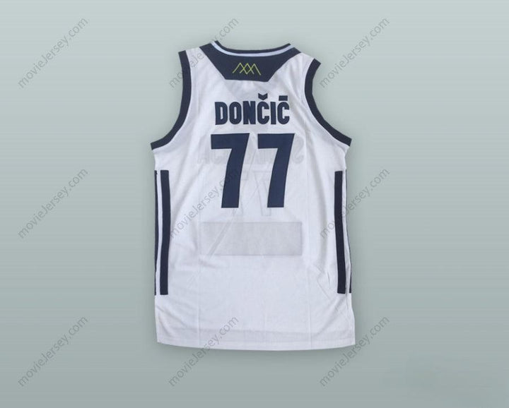 CUSTOM ANY Name Number LUKA DONCIC 77 SLOVENIJA WHITE BASKETBALL JERSEY Top Stitched S-6XL