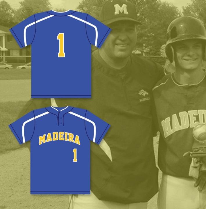 Custom Any Name Number ANDREW BENINTENDI 1 MADEIRA HIGH SCHOOL MUSTANGS BLUE BASEBALL JERSEY 1 Top Stitched S-6XL