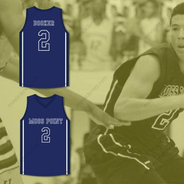 CUSTOM ANY Name Number DEVIN BOOKER 2 MOSS POINT HIGH SCHOOL BLUE BASKETBALL JERSEY 2 Top Stitched S-6XL