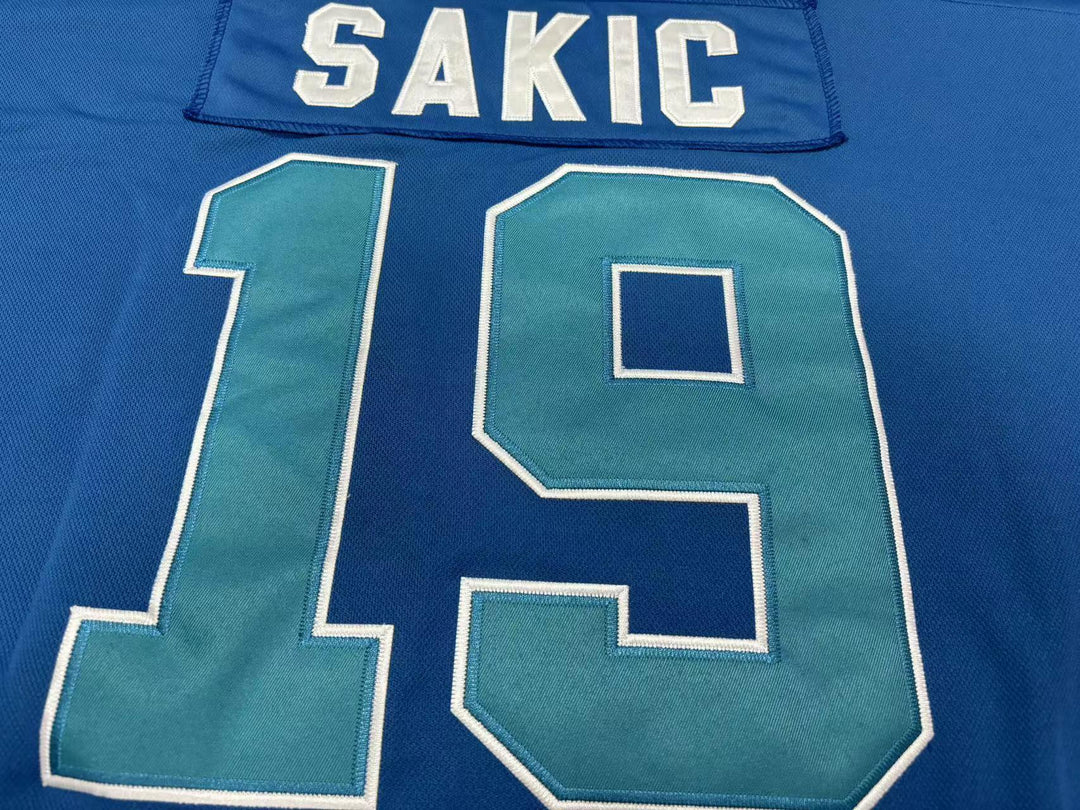 Custom Any Name Number JOE SAKIC 19 QUEBEC NORDIQUES BLUE HOCKEY JERSEY Top Stitched S-6XL
