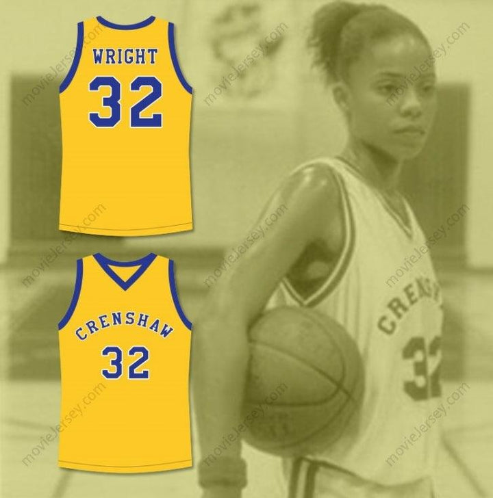 CUSTOM ANY Name Number MONICA WRIGHT 32 CRENSHAW HIGH SCHOOL YELLOW BASKETBALL JERSEY LOVE AND BASKETBALL Top Stitched S-6XL