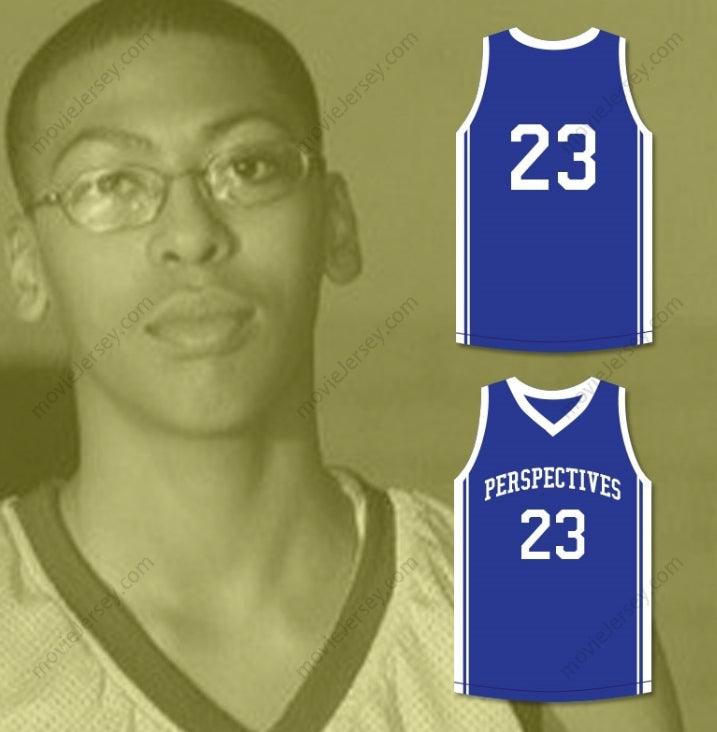 CUSTOM ANY Name Number ANTHONY DAVIS 23 PERSPECTIVES CHARTER SCHOOL BLUE BASKETBALL JERSEY Top Stitched S-6XL