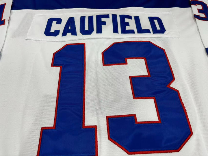 Custom Any Name Number COLE CAUFIELD 13 USA WHITE HOCKEY JERSEY Top Stitched S-6XL