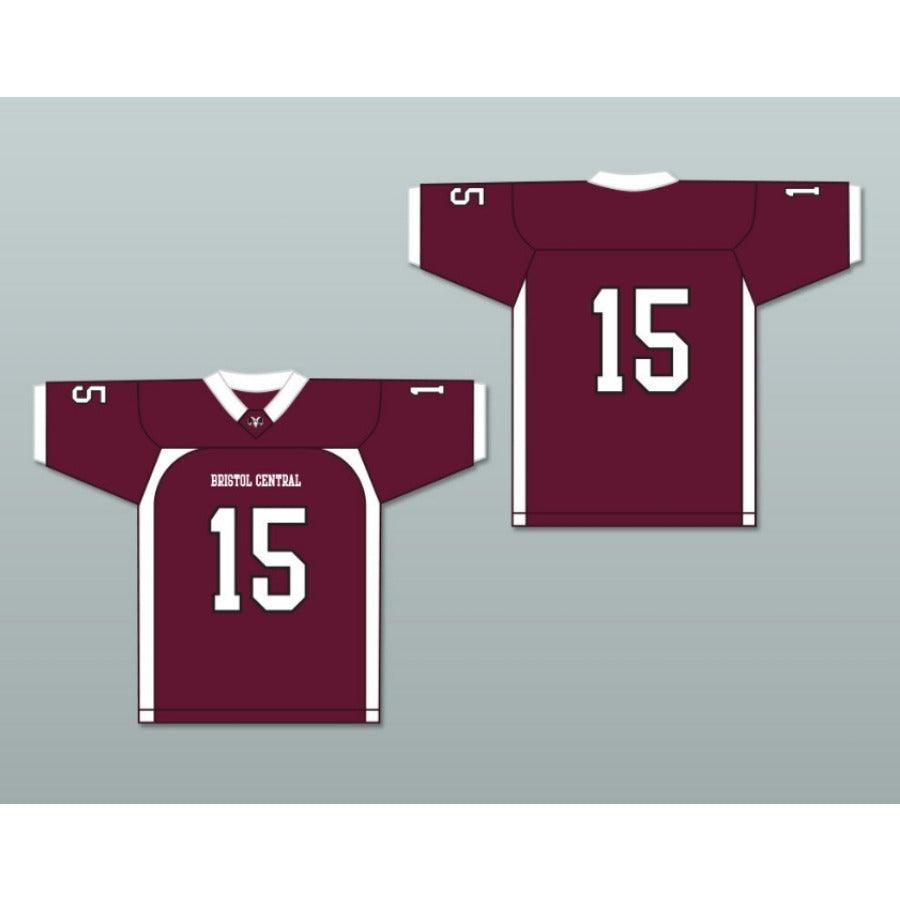 CUSTOM ANY Name Number WHITE PLAYER 15 BRISTOL CENTRAL RAMS MAROON Football Jersey Top Stitched S-6XL