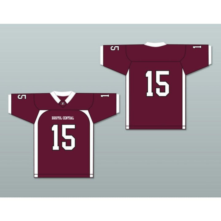 CUSTOM ANY Name Number WHITE PLAYER 15 BRISTOL CENTRAL RAMS MAROON Football Jersey Top Stitched S-6XL