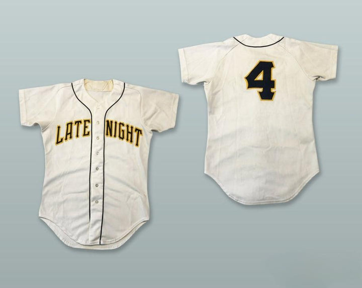 Custom Any Name Number LATE NIGHT WITH DAVID LETTERMAN 4 WHITE BASEBALL JERSEY Top Stitched S-6XL