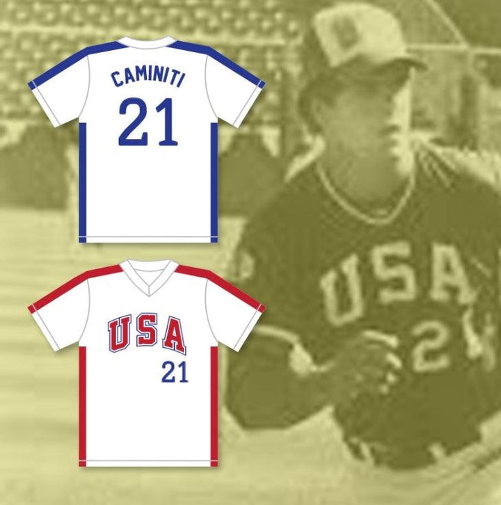 Custom Any Name Number KEN CAMINITI 21 1984 USA TEAM WHITE BASEBALL JERSEY Top Stitched S-6XL