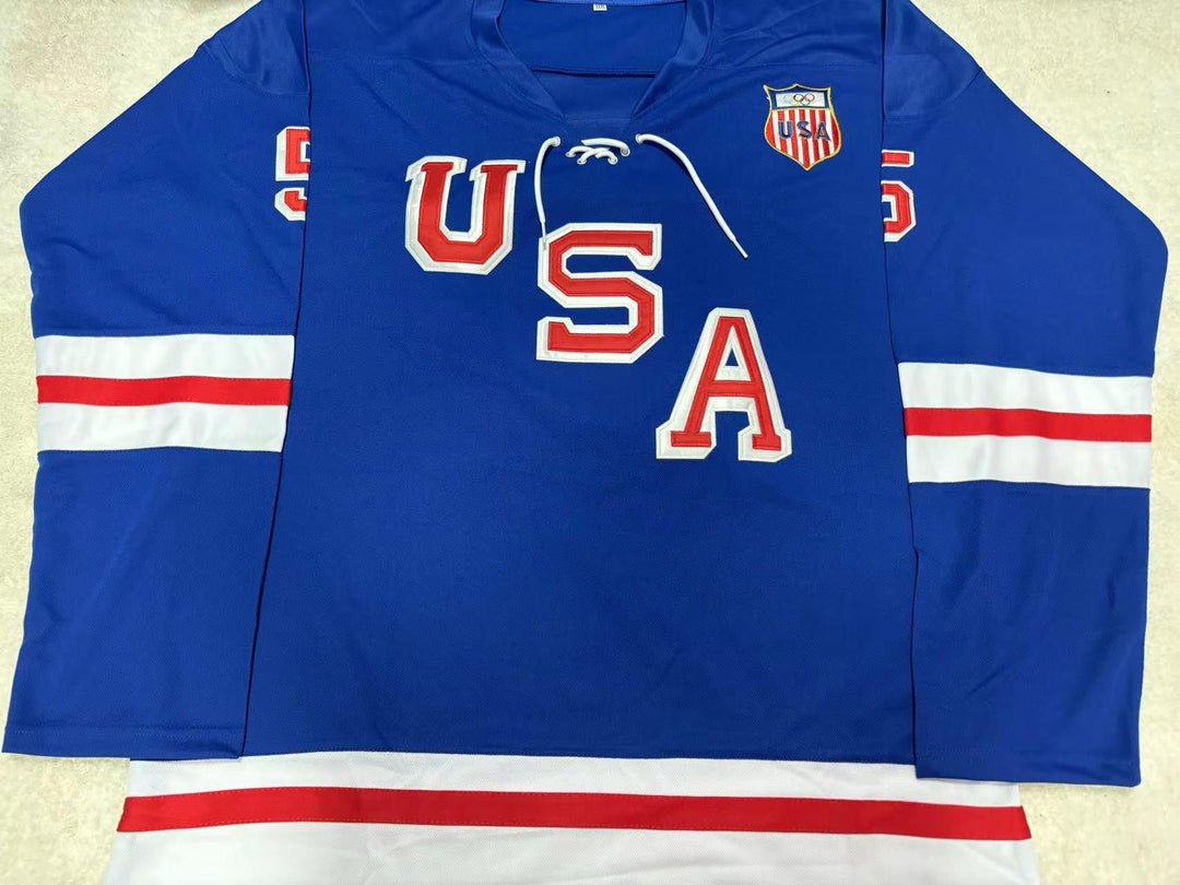 Custom Any Name Number 1960 HERB BROOKS 5 USA HOCKEY JERSEY WITH PATCH Top Stitched S-6XL