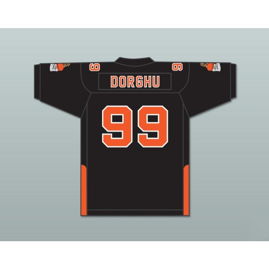 CUSTOM ANY WITH PATCHES ORC FOGTEETH DORGHU 99 ORANGE/BLACK FOOTBALL JERSEY Top Stitched S-6XL