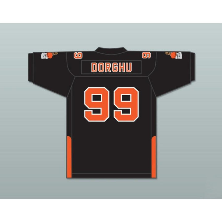 CUSTOM ANY WITH PATCHES ORC FOGTEETH DORGHU 99 ORANGE/BLACK FOOTBALL JERSEY Top Stitched S-6XL