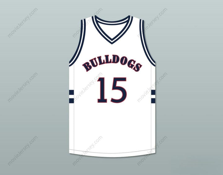 CUSTOM ANY Name Number JERMAINE COLE 15 BULLDOGS HIGH SCHOOL WHITE BASKETBALL JERSEY Top Stitched S-6XL