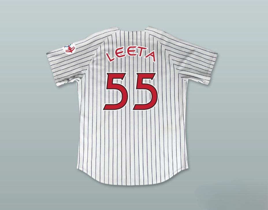 Custom Any Name Number LEETA 55 DEEP SPACE NINERS WHITE PINSTRIPED BASEBALL JERSEY Top Stitched S-6XL