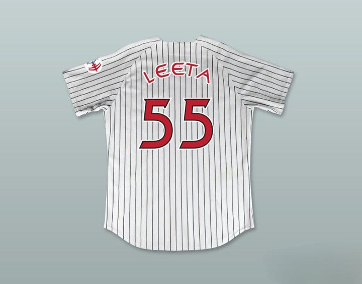 Custom Any Name Number LEETA 55 DEEP SPACE NINERS WHITE PINSTRIPED BASEBALL JERSEY Top Stitched S-6XL