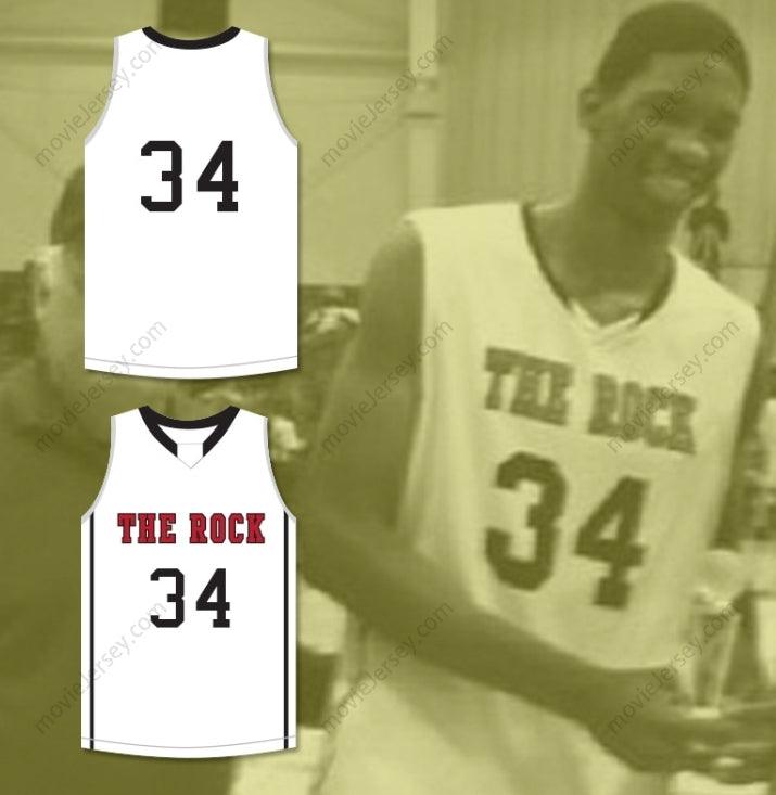CUSTOM ANY Name Number JOEL EMBIID 34 THE ROCK HIGH SCHOOL WHITE BASKETBALL JERSEY Top Stitched S-6XL