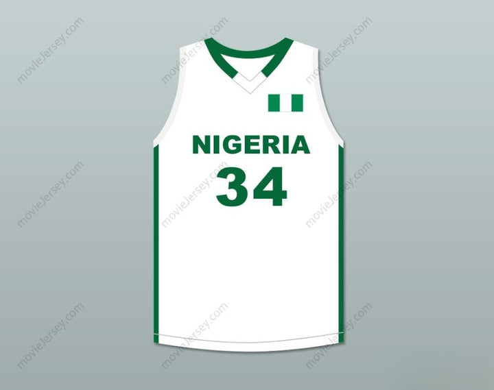 CUSTOM ANY Name Number GIANNIS ANTETOKOUNMPO 34 NIGERIA WHITE BASKETBALL JERSEY Top Stitched S-6XL