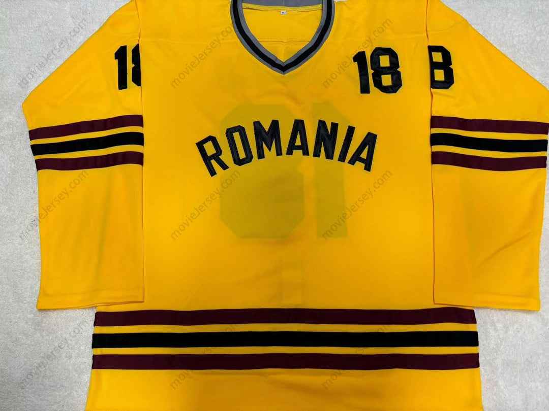 Custom Any Name Number TRAJAN CAZACU ROMANIA 18 HOCKEY JERSEY ANY PLAYER OR NUMBER STITCH SEWN Top Stitched S-6XL