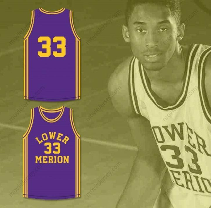 CUSTOM ANY Name Number  BRYANT 33 LOWER MERION HIGH SCHOOL ACES PURPLE BASKETBALL JERSEY 1 Top Stitched S-6XL