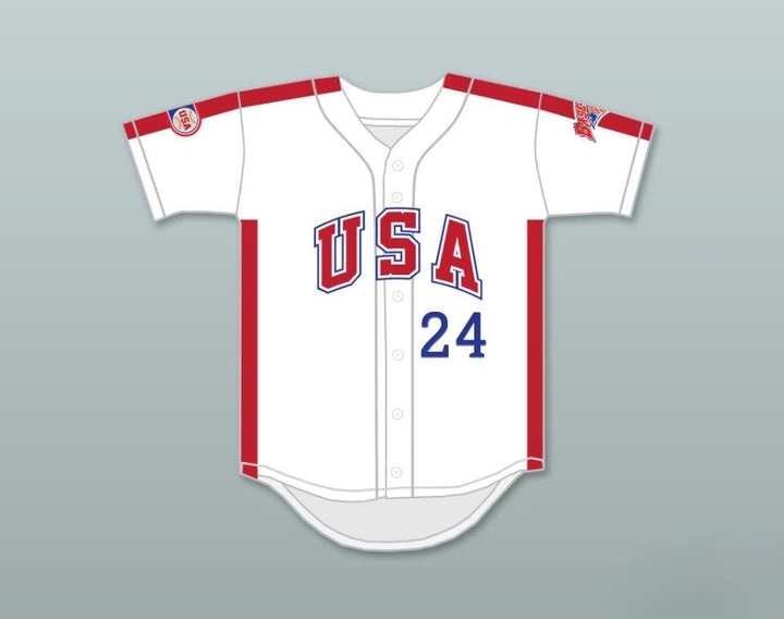 Custom Any Name Number B.J. SURHOFF 24 1984 USA TEAM WHITE BUTTON DOWN BASEBALL JERSEY Top Stitched S-6XL