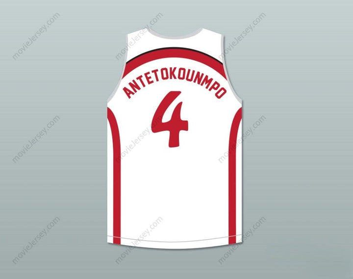CUSTOM ANY Name Number GIANNIS ANTETOKOUNMPO 4 FILATHLITIKOS B.C. WHITE BASKETBALL JERSEY 2 Top Stitched S-6XL