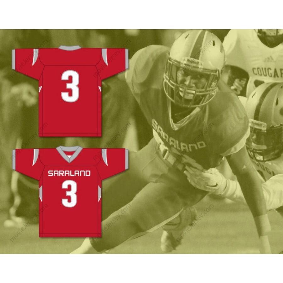 CUSTOM ANY Name Number VELUS JONES JR. 3 SARALAND HIGH SCHOOL SPARTANS Football Jersey Top Stitched S-6XL