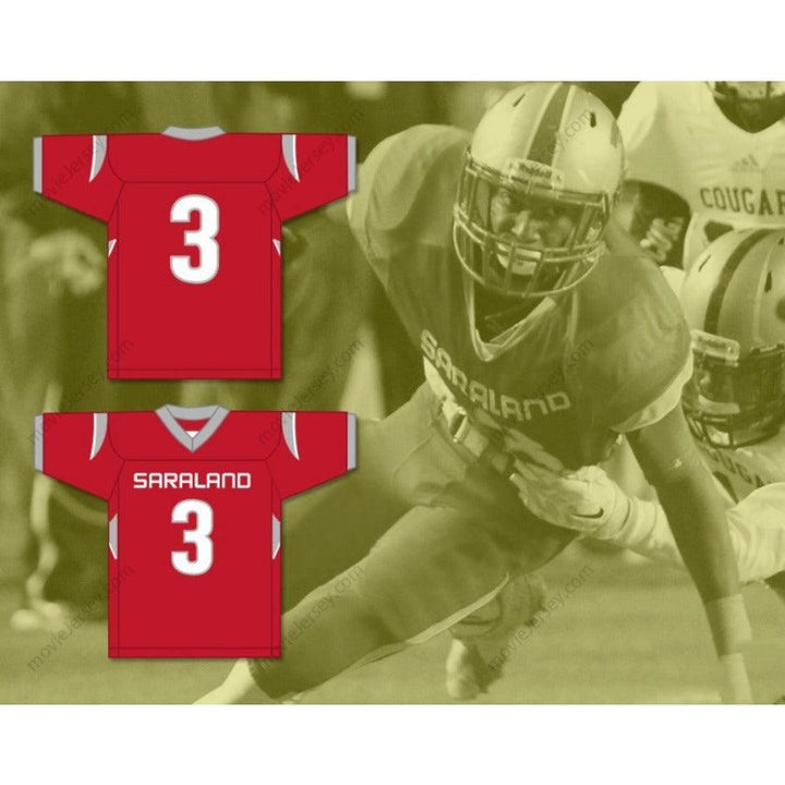 CUSTOM ANY Name Number VELUS JONES JR. 3 SARALAND HIGH SCHOOL SPARTANS Football Jersey Top Stitched S-6XL