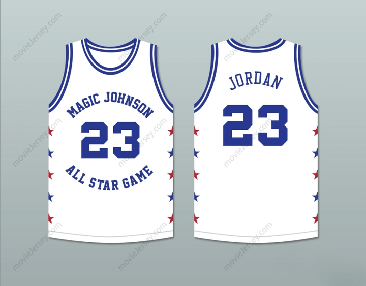 CUSTOM ANY Name Number MICHAEL  23 MAGIC JOHNSON ALL STAR GAME WHITE BASKETBALL JERSEY 1989 MIDSUMMER NIGHT'S MAGIC CHARITY EVENT Top Stitched S-6XL