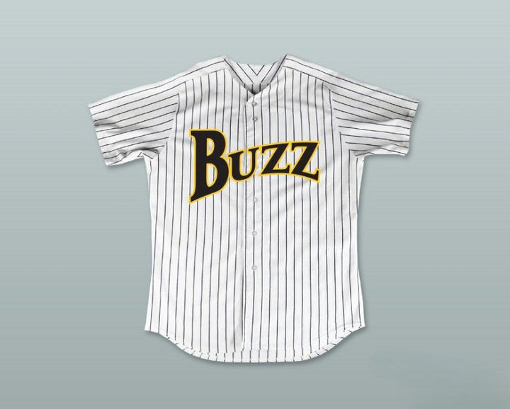 Custom Any Name Number LANCE PERE 26 BUZZ WHITE PINSTRIPED BASEBALL JERSEY MAJOR LEAGUE: BACK TO THE MINORS Top Stitched S-6XL