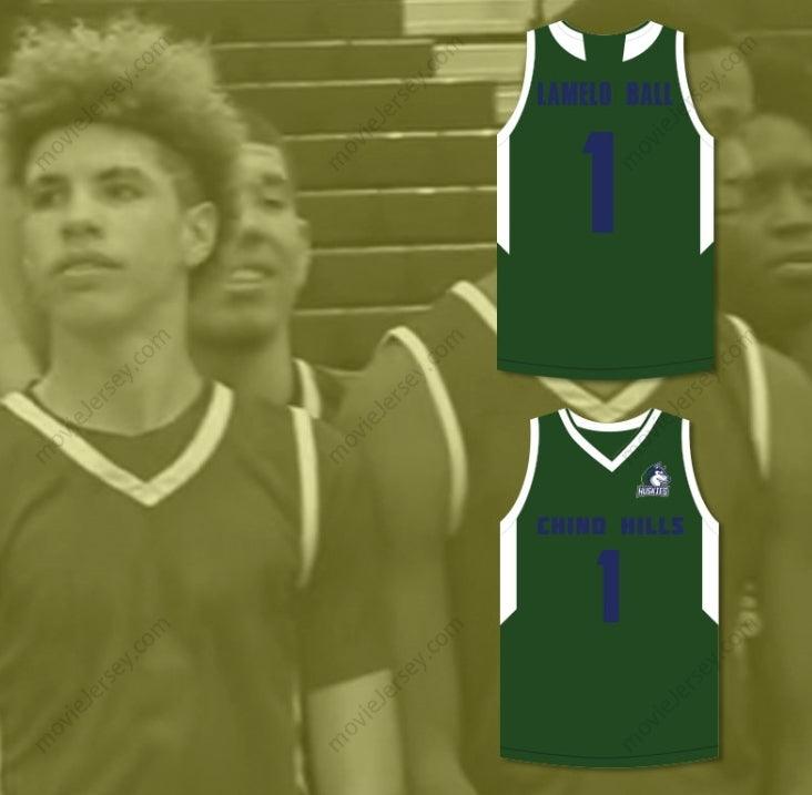 CUSTOM ANY Name Number LAMELO BALL 1 CHINO HILLS HUSKIES GREEN BASKETBALL JERSEY WITH PATCH Top Stitched S-6XL