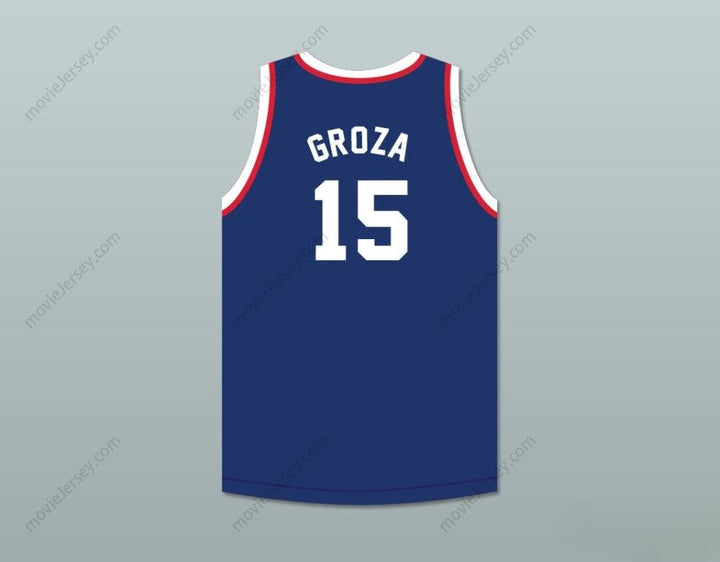 CUSTOM ANY Name Number ALEX GROZA 15  OLYMPIANS BLUE BASKETBALL JERSEY Top Stitched S-6XL
