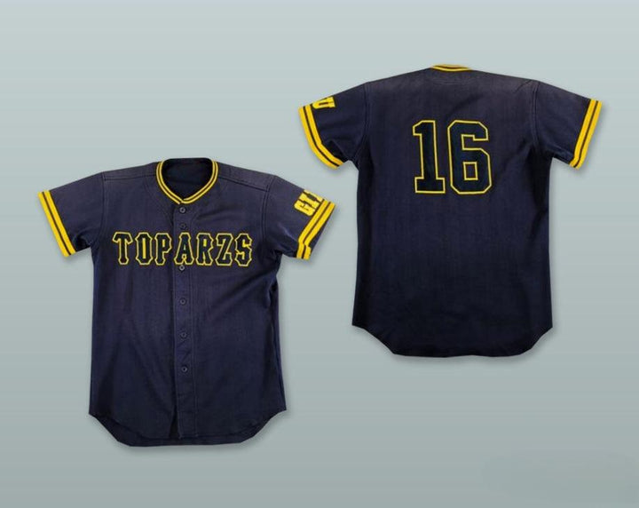 Custom Any Name Number TOPARZS GIFU 16 NAVY BLUE BUTTON DOWN BASEBALL JERSEY Top Stitched S-6XL