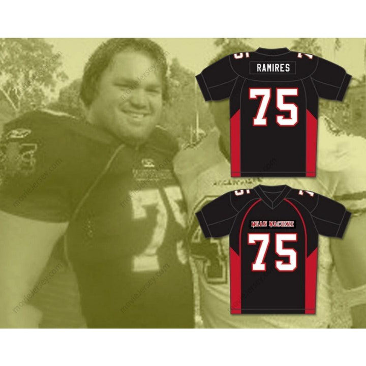CUSTOM ANY Name Number 75 RAMIRES MEAN MACHINE CONVICTS FOOTBALL JERSEY INCLUDES PATCHES Top Stitched S-6XL