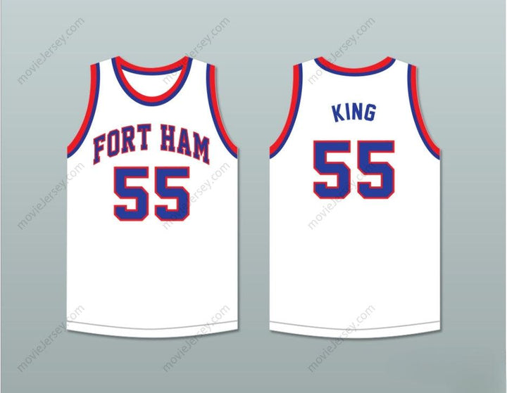 CUSTOM ANY Name Number BERNARD KING 55 FORT  HIGH SCHOOL TIGERS WHITE BASKETBALL JERSEY 2 Top Stitched S-6XL
