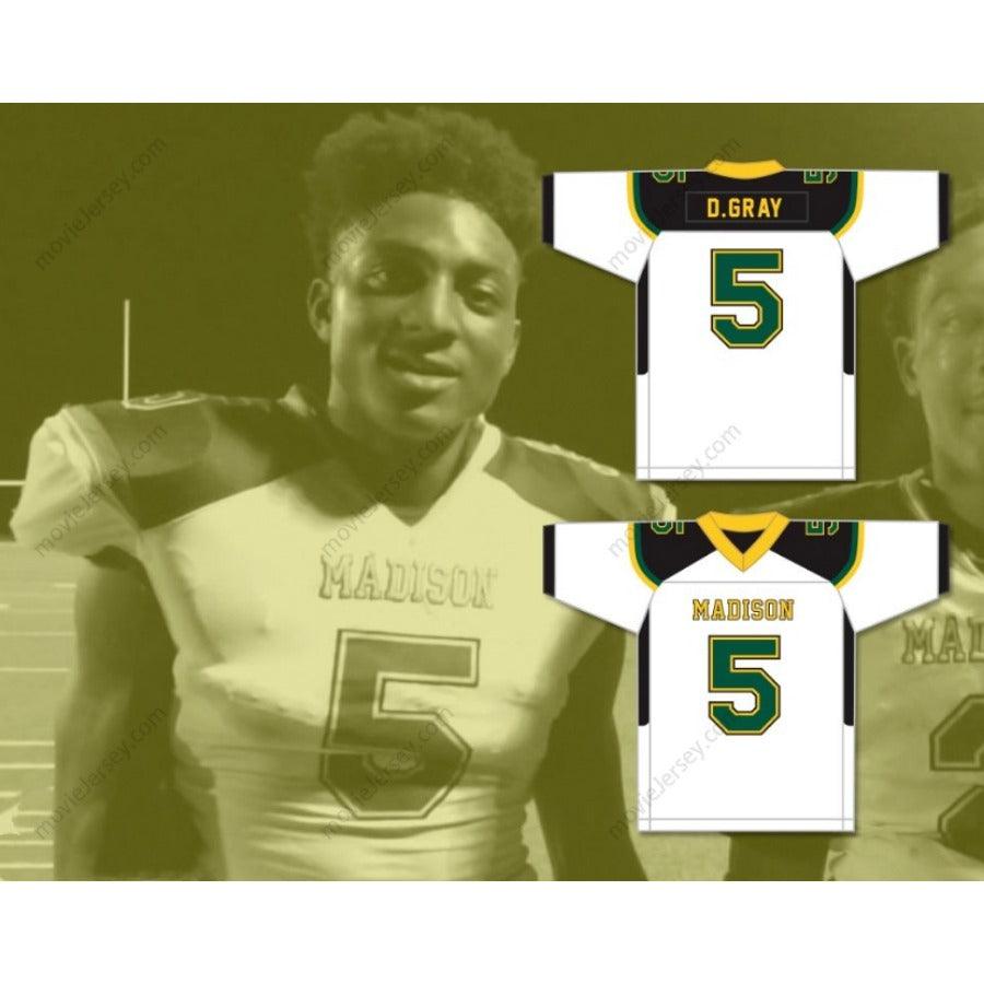 CUSTOM ANY Name Number DANNY GRAY 5 JAMES MADISON HIGH SCHOOL TROJANS WHITE Football Jersey Top Stitched S-6XL