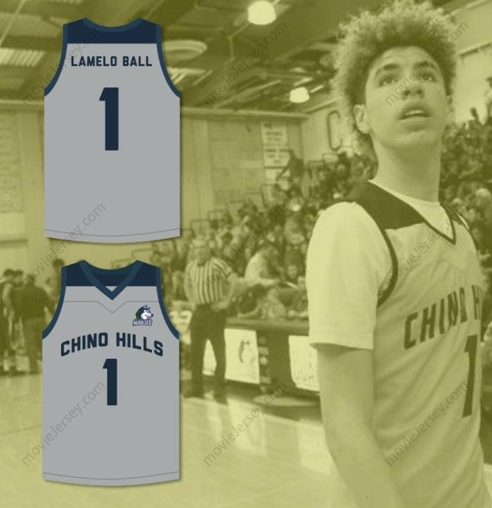 CUSTOM ANY Name Number LAMELO BALL 1 CHINO HILLS HUSKIES GRAY BASKETBALL JERSEY WITH PATCH Top Stitched S-6XL