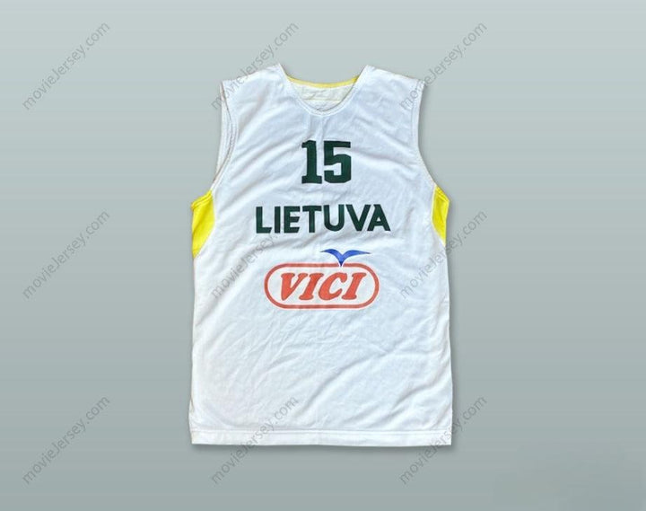 CUSTOM ANY Name Number DONATAS TAROLIS 15 LIETUVA LITHUANIA WHITE BASKETBALL JERSEY Top Stitched S-6XL
