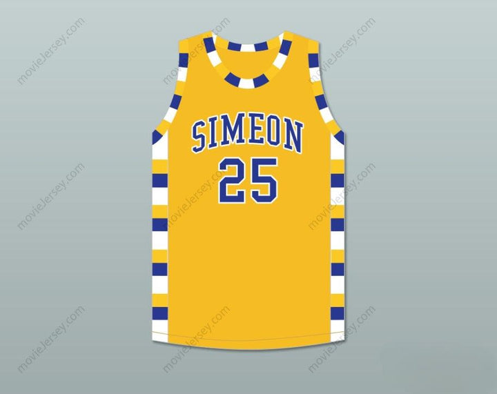CUSTOM ANY Name Number BEN 'BENJI' WILSON 25 SIMEON CAREER ACADEMY WOLVERINES YELLOW GOLD BASKETBALL JERSEY Top Stitched S-6XL