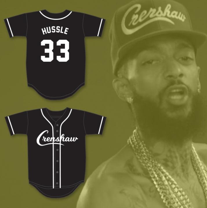 Custom Any Name Number NIPSEY HUSSLE 33 CRENSHAW BLACK BASEBALL JERSEY Top Stitched S-6XL