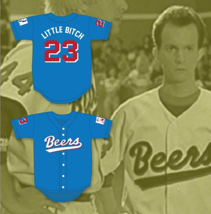 Custom Any Name Number KENNY 'LITTLE BITCH' SCOLARI 23  BEERS BASEKETBALL BLUE BASEBALL JERSEY Top Stitched S-6XL