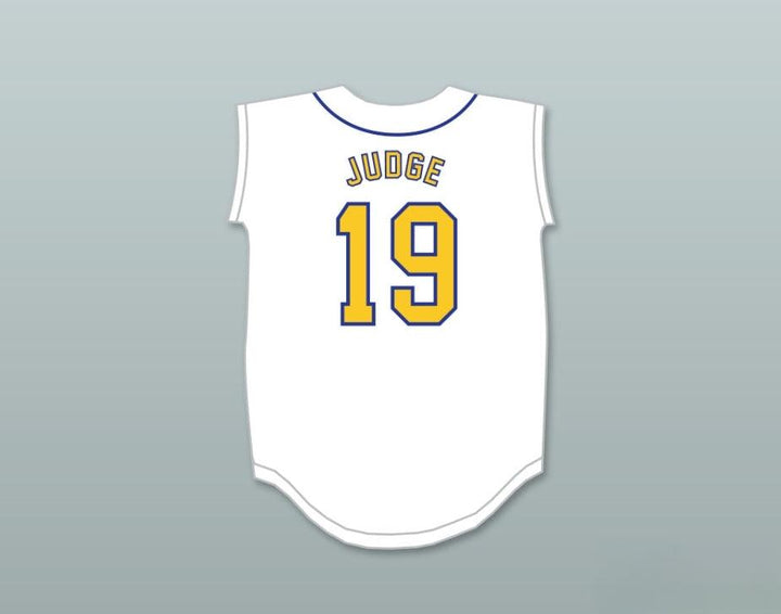 Custom Any Name Number AARON JUDGE 19 LINDEN HIGH SCHOOL LIONS WHITE BASEBALL JERSEY 2 Top Stitched S-6XL