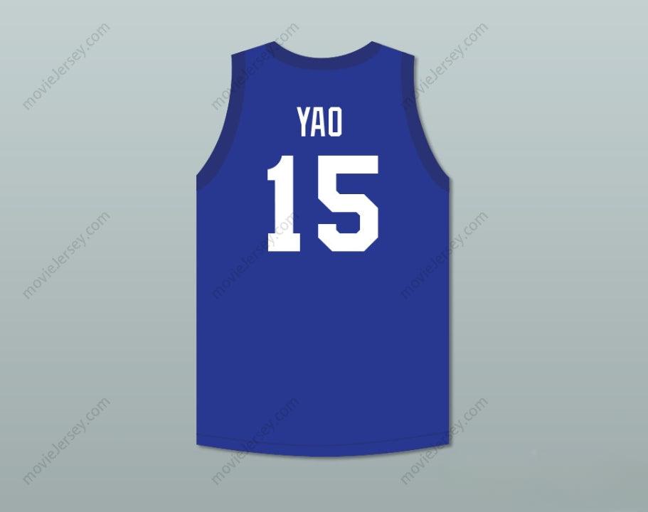CUSTOM ANY Name Number YAO MING 15 SHANGHAI SHARKS BLUE BASKETBALL JERSEY WITH CBA PATCH Top Stitched S-6XL
