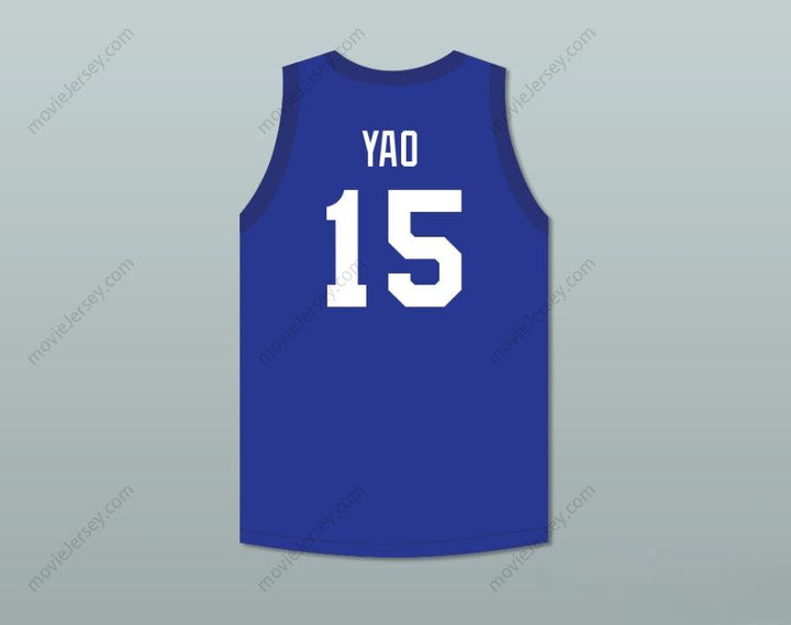 CUSTOM ANY Name Number YAO MING 15 SHANGHAI SHARKS BLUE BASKETBALL JERSEY WITH CBA PATCH Top Stitched S-6XL