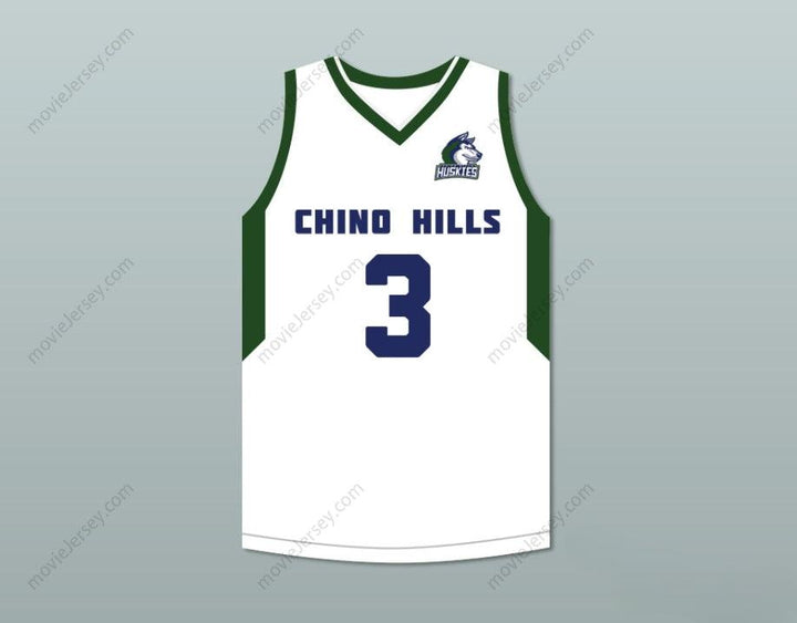 CUSTOM ANY Name Number LIANGELO BALL 3 CHINO HILLS HUSKIES WHITE BASKETBALL JERSEY WITH PATCH 2 Top Stitched S-6XL