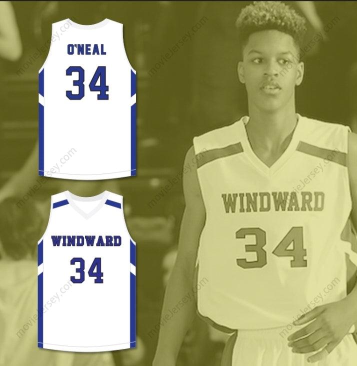 CUSTOM ANY Name Number SHAREEF O'NEAL 34 WINDWARD SCHOOL WILDCATS WHITE BASKETBALL JERSEY 2 Top Stitched S-6XL