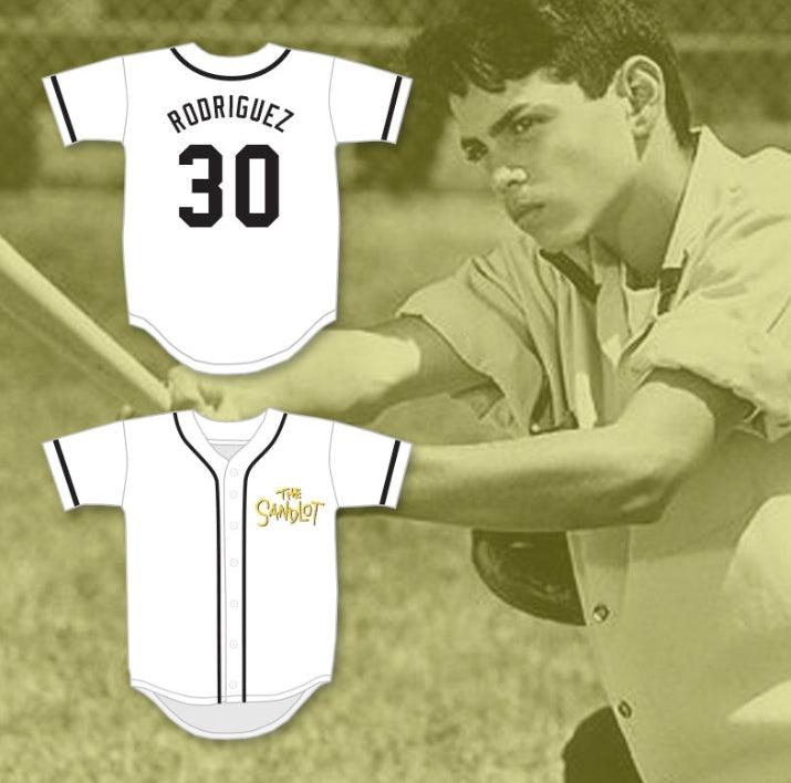 Custom Any Name Number BENNY 'THE JET' RODRIGUEZ 30 BASEBALL JERSEY THE SANDLOT Top Stitched S-6XL
