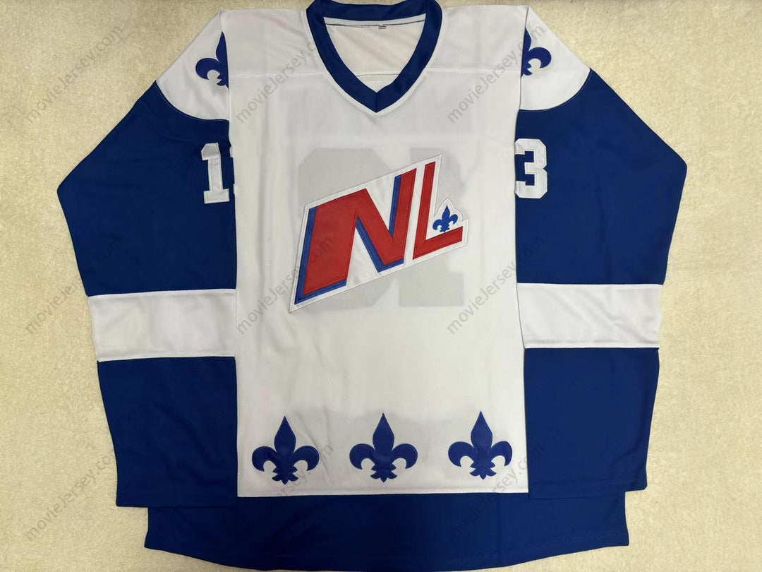 Custom Any Name Number GUY LAMBERT 13 LE NATIONAL DE QUEBEC WHITE HOCKEY JERSEY- LANCE ET COMPTE (HE SHOOTS, HE SCORES)Stitched Top Stitched S-6XL
