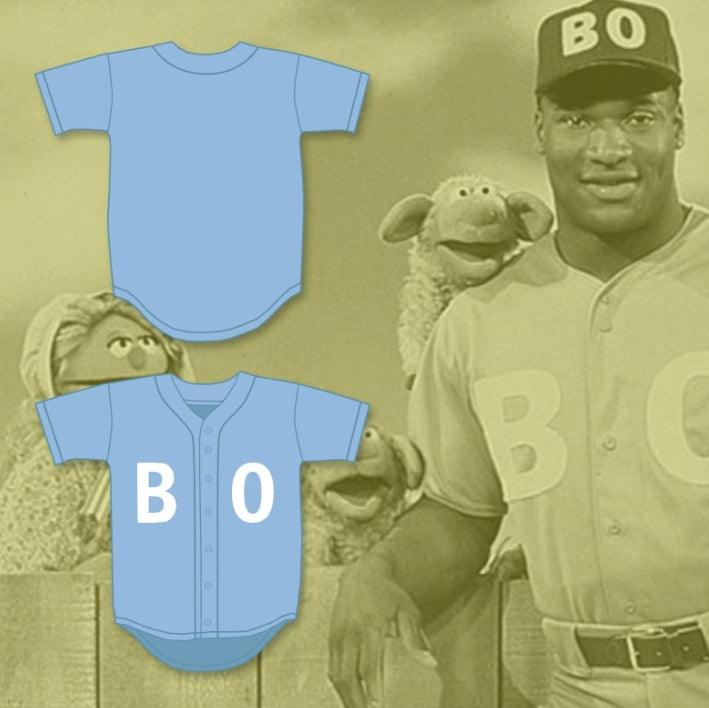 Custom Any Name Number BO JACKSON BO LIGHT BLUE BASEBALL JERSEY SESAME STREET Top Stitched S-6XL