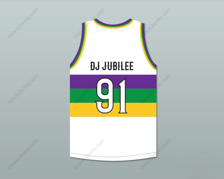 CUSTOM ANY Name Number DJ JUBILEE 91 NOLA BOUNCE WHITE BASKETBALL JERSEY Top Stitched S-6XL