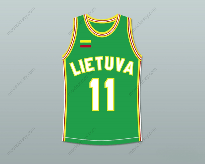 CUSTOM ANY Name Number ARVYDAS SABONIS 11 LITHUANIA BASKETBALL JERSEY STITCH SEWN Top Stitched S-6XL