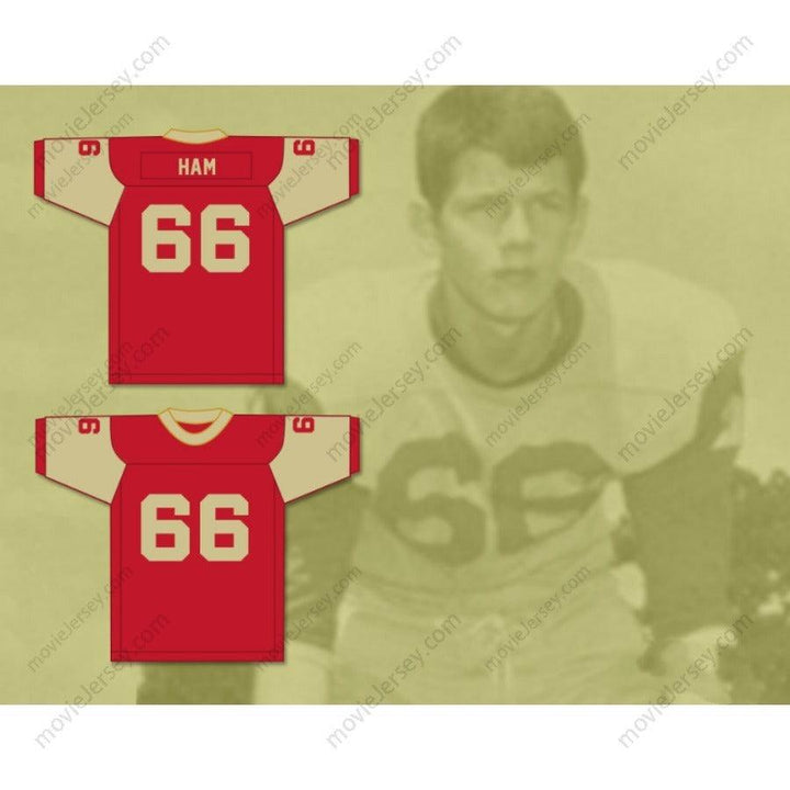 CUSTOM ANY Name Number JACK HAM 66 BISHOP MCCORT HIGH SCHOOL CRIMSON CRUSHERS Football Jersey Top Stitched S-6XL