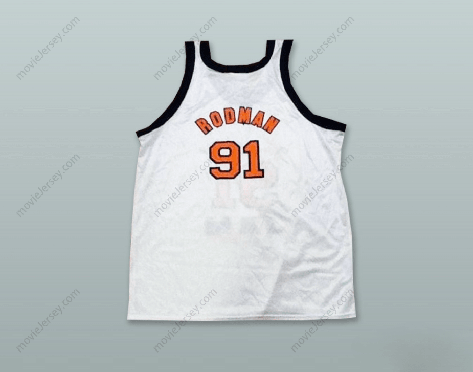 CUSTOM ANY Name Number DENNIS RODMAN 91 LONG BEACH JAM WHITE BASKETBALL JERSEY Top Stitched S-6XL